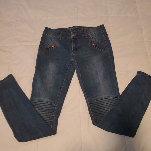 Mossimo denim size 2 mid-rise denim leggings accent zippers - Picture 3 of 12